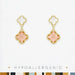 Gold double quatrafoil drop dangle layered earrings with elegant feminine design