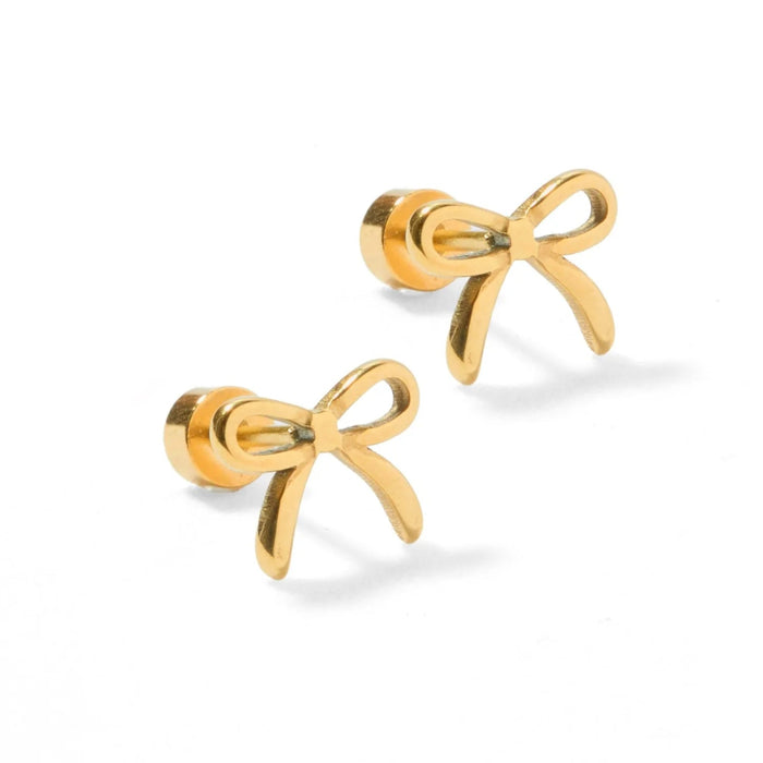 This elegance and charm with their 12mm thin gold bow design, perfect for any occasion.