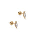 The Maeve Screwback Stud Earrings feature a stunning 8mm CZ Marquis stone, set with elegant gold prongs for a touch of luxury. 
