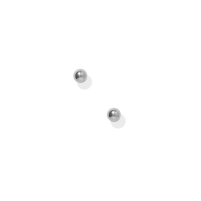 the Evelyn Screwback Stud Earrings in silver feature a 4mm smooth, polished sphere for a clean, minimalist look.