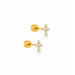  the Clara Cross Screwback Stud Earrings feature 7mm petite pearl-like beads arranged in a delicate cross silhouette. 