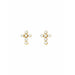 the Clara Cross Screwback Stud Earrings feature 7mm petite pearl-like beads arranged in a delicate cross silhouette. 