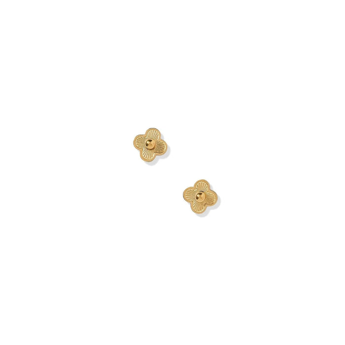  the Sweet Clover Screwback Stud Earrings in gold feature a delicate clover silhouette that adds a charming, refined accent to any ear stack. 