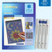 Engage in a meditative dotting activity using a guided letter key to fill the page with vibrant dots. Patent Pending.