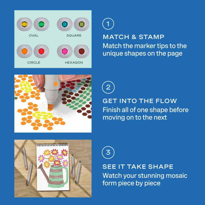 This Lifelines FlowArt Stamp-By-Shape, Secret Garden offers a relaxing and creative way to enjoy mindful art. 