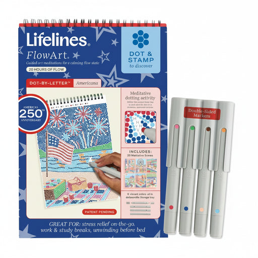 This Lifelines FlowArt Dot-By-Letter, Americana 250th Anniversary offers a relaxing and creative way to celebrate American-inspired themes.