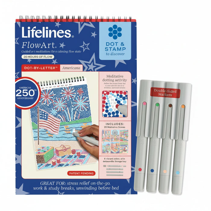 This Lifelines FlowArt Dot-By-Letter, Americana 250th Anniversary offers a relaxing and creative way to celebrate American-inspired themes.