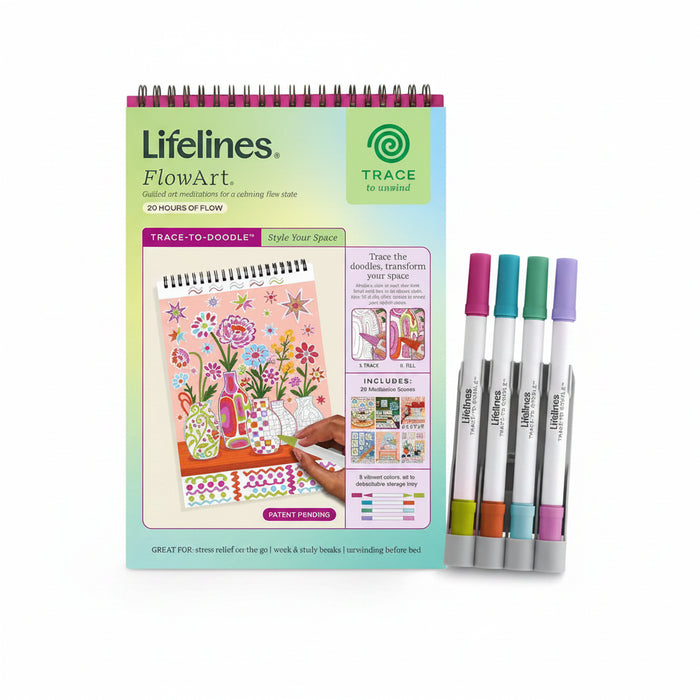 The Lifelines FlowArt Trace-to-Doodle Style Your Space Guided Art Pad turns blank walls into personal masterpieces.