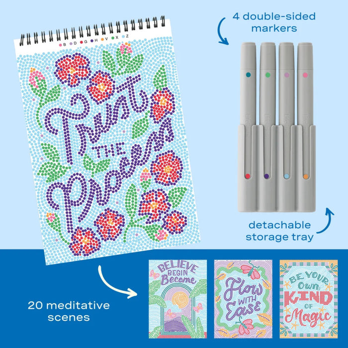 The Lifelines FlowArt Dot-By-Letter, Everyday Inspiration kit turns daily downtime into a mindful creative ritual.