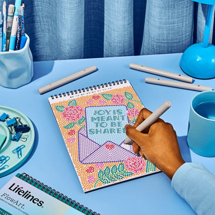 The Lifelines FlowArt Dot-By-Letter, Everyday Inspiration kit turns daily downtime into a mindful creative ritual.