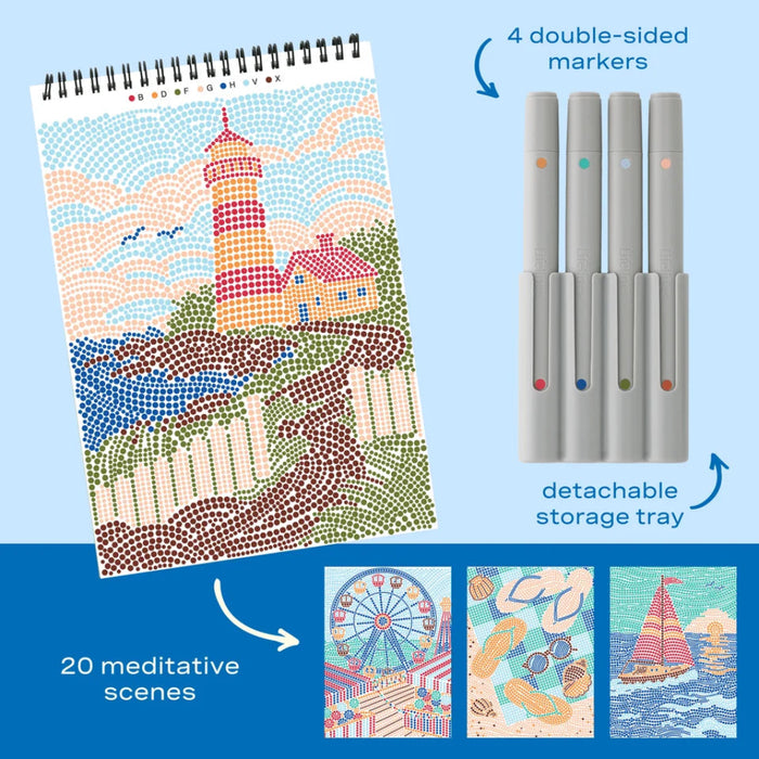 The Lifelines FlowArt Dot-By-Letter, Day at the Beach kit turns a relaxing beach escape into a mindful creative ritual.