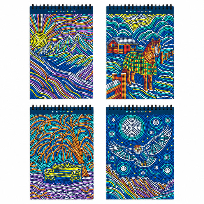 Lifelines FlowArt Winter’s Glow Dot-By-Letter art pad with a snowy nighttime scene and double-sided metallic ink markers.