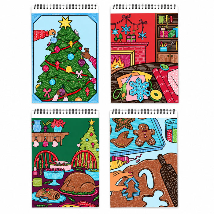 Lifelines FlowArt Home for the Holidays scented color-to-reveal art pad with a festive fireplace scene and five markers.