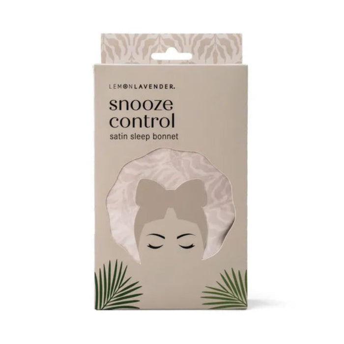 The DM Merchandising Lemon Lavender Snooze Control Satin Sleep Bonnet protects your hair while you sleep