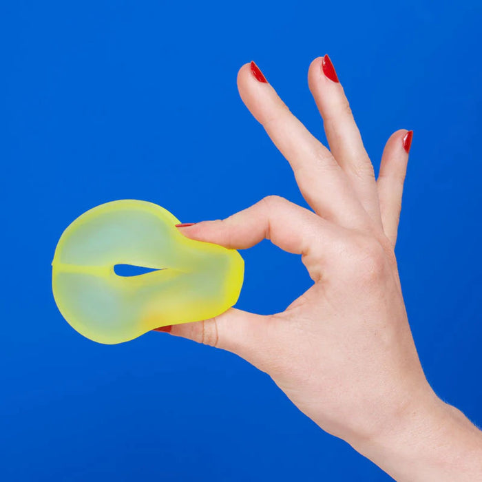 Soft and squishy stress loops with a memory gel filling in a rainbow of colors.