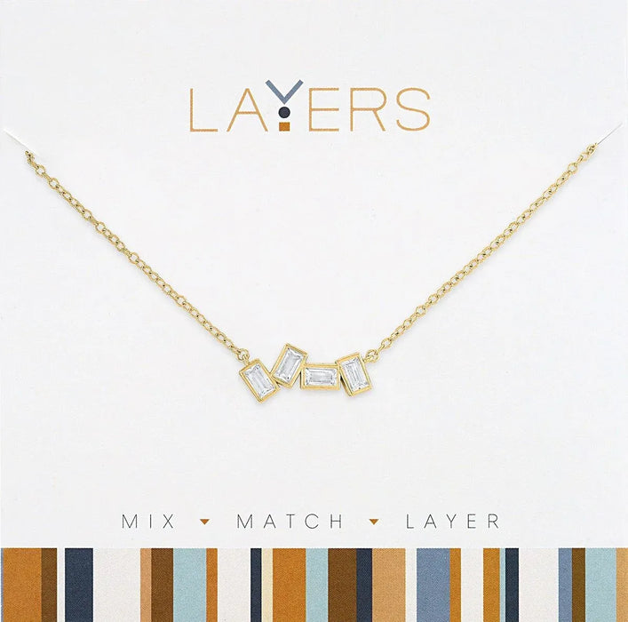 Layers : Gold Crystal Cluster Layers Necklace