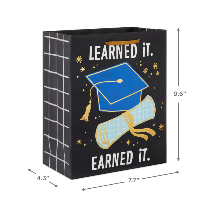 Hallmark : 9.6" Learned It, Earned It Medium Graduation Gift Bag