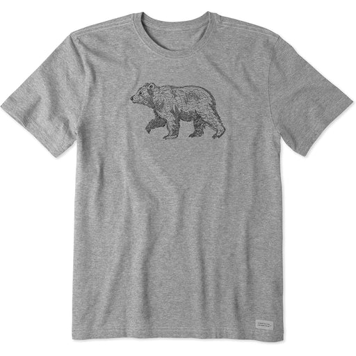 Life Is Good Fineline Bear Tee – heather gray men’s short sleeve shirt with line-art bear graphic.