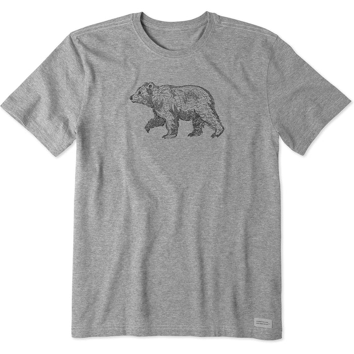 Life Is Good Fineline Bear Tee – heather gray men’s short sleeve shirt with line-art bear graphic.