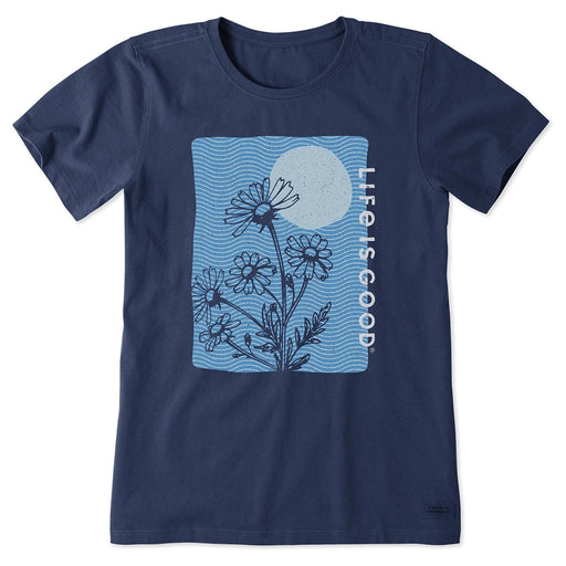 Life Is Good Flower Sun Tee – navy women’s t-shirt with daisy and sun graphic.