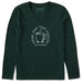 Life Is Good Here for the Coffee Long Sleeve V-Neck Tee – dark green women’s shirt with coffee mug graphic.