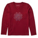 Life Is Good Sparkle Snowflake Long Sleeve V-Neck Tee – red women’s shirt with shimmering snowflake design