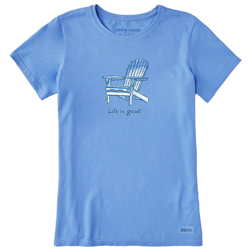 Life Is Good Women’s Adirondack Crusher Tee – Short Sleeve, light blue with Adirondack chair graphic