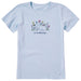 Life is Good Women’s Little Things Crusher Tee in light blue with dog, butterfly, and flower graphic.