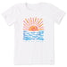 Life is Good Women’s Sun Water Tie Dye Short Sleeve Tee in white with colorful sun and water graphic.