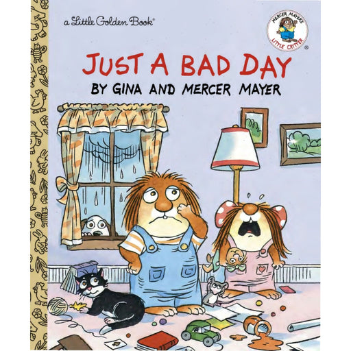 Book cover of 'Just a Bad Day' by Gina and Mercer Mayer with cartoon characters in a room.