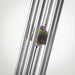 Art glass wind chime with artisan swirl design featuring colorful glass feather accent