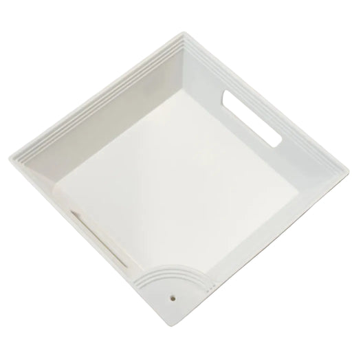 Durable, lightweight, and effortlessly chic, the square melamine tray brings both style and practicality to the table