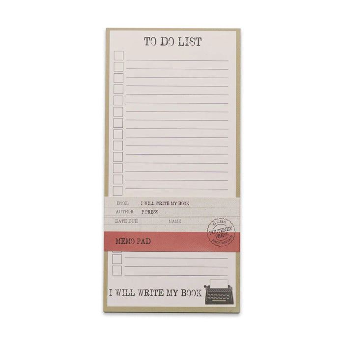 Memo Pad featuring "I Will Write My Book" quote for writers, readers, note-taking, and creative ideas.