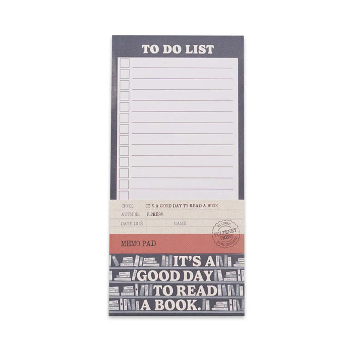 Memo Pad featuring "It's A Good Day To Read A Book" quote for book lovers, note-taking, and daily planning.