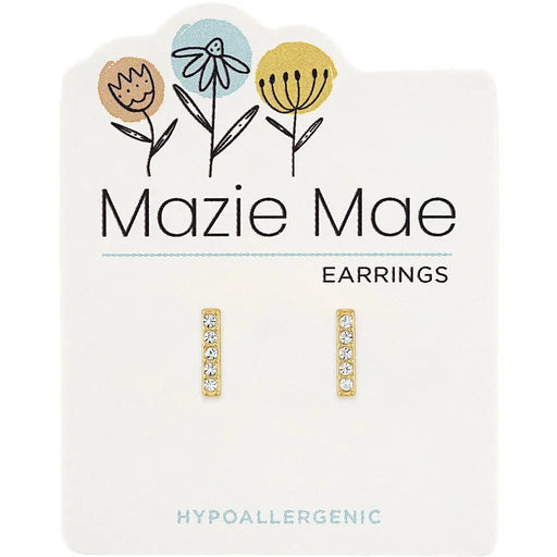 These Mazie Mae Hypoallergenic Gold CZ Bar Studs deliver sleek, modern style for every day.