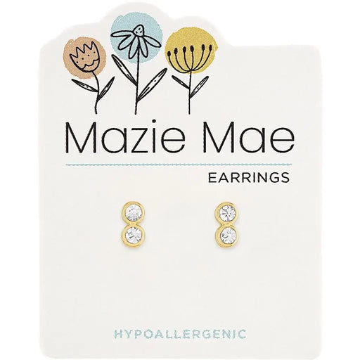 Center Court : Stud Earring, Gold Double Diamond Mazie Mae at Annie's Hallmark