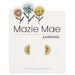 Orange slice earrings on a Mazie Mae branded card with floral designs.