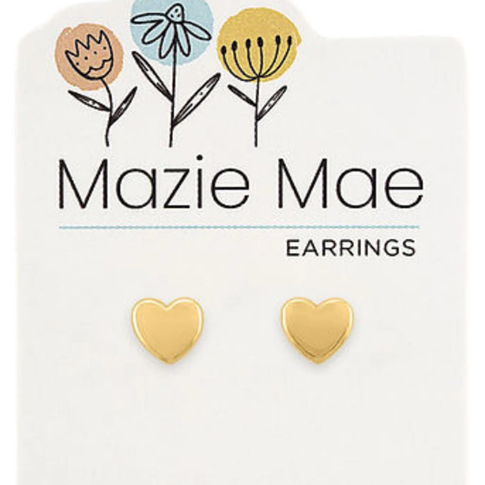Gold Solid Heart Stud Earrings feature a timeless gold finish