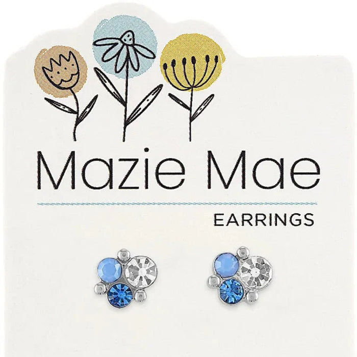 Silver Air Blue Opal Cluster Stud Earring