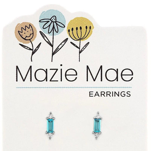 Mazie Mae Silver Aquamarine Solitaire Stud Earrings features a genuine aquamarine gemstone set in a polished sterling silver setting.