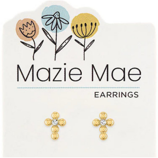 Gold Bubble Cross Stud Mazie Mae Earring