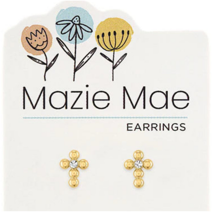 Gold Bubble Cross Stud Mazie Mae Earring
