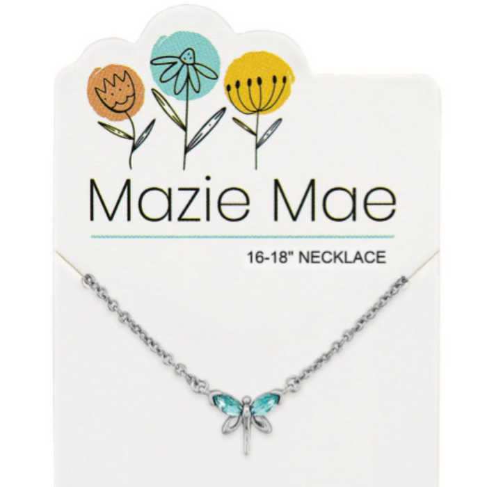 Silver Aquamarine Dragonfly Mazie Mae Necklace