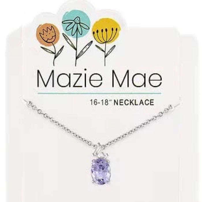 Light Amethyst Oval Trio Silver Mazie Mae Necklace