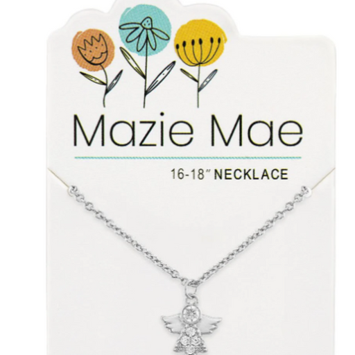 Silver CZ Angel Mazie Mae Necklace