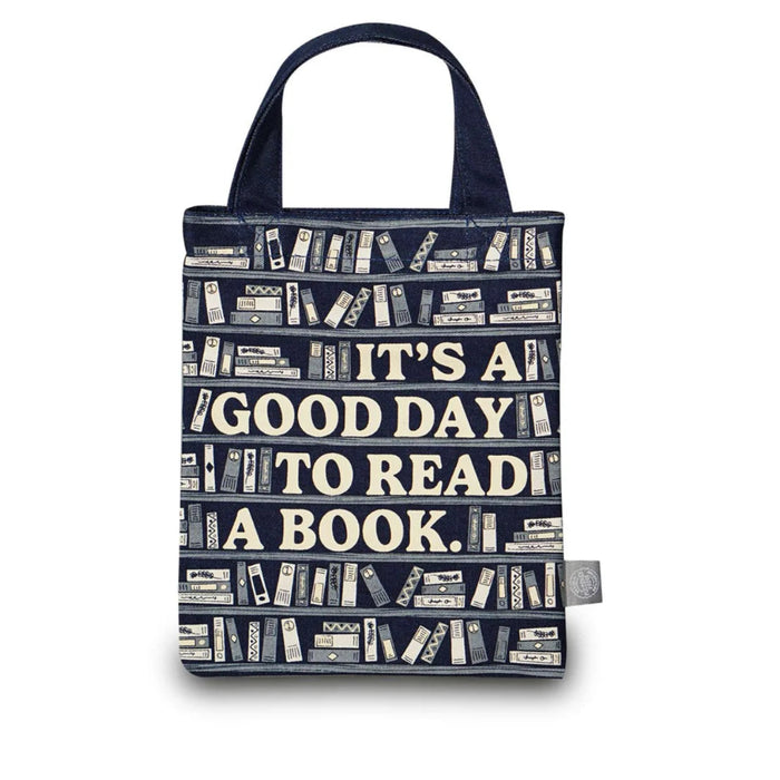 Reusable tote bag featuring "It's A Good Day To Read A Book" design for book lovers and everyday use.