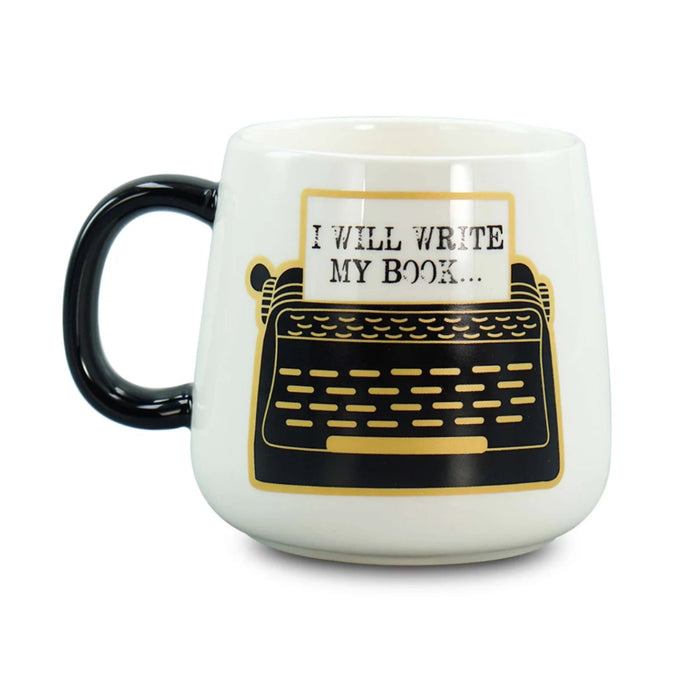Ceramic mug featuring "I Will Write My Book" quote for writers, authors, and book lovers.