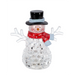 Decorative snowman figure with a black top hat, red scarf, and white honeycomb body on a white background