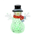 Decorative snowman figure with a black top hat, red scarf, and green body on a white background