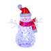 Decorative snowman figure with a red hat and scarf on a white background